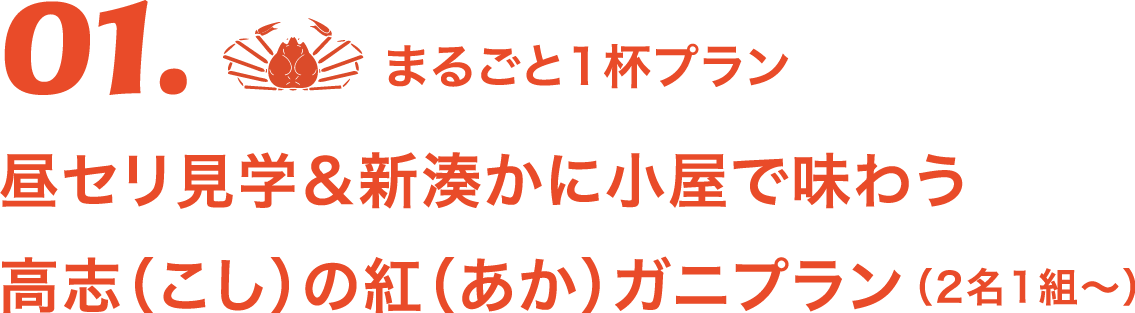 01 まるごと1杯プラン　昼セリ見学＆新湊かに小屋で味わう高志の紅ガニプラン（2名1組～）